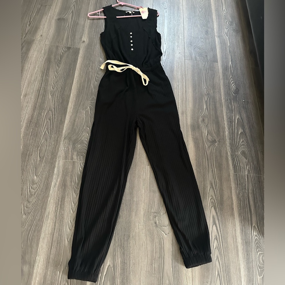 NWT - Black jumpsuit with drawstring - fits jogger style - size small